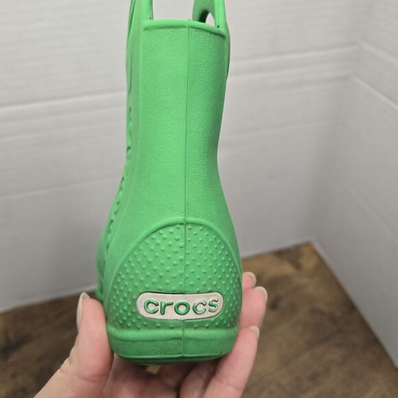 Crocs Handle It Rain Boots Green Waterproof Slip On Kids Shoe Size C7 - Picture 3 of 5